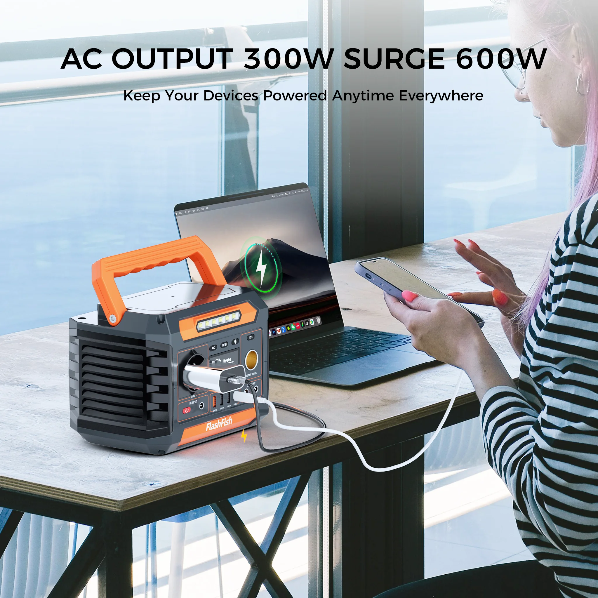 FF FlashFish Draagbare Powerstation 300W AC Zonne-energiegenerator 230.88Wh Lithium Batterijen Verlichtingsvoeding Buitenbatterij Camper - Afbeelding 4