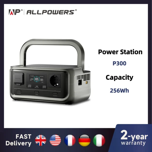 ALLPOWERS VOLIX P300 draagbare krachtcentrale 256 Wh LiFePO4-batterij 300 W (piek 600 W) AC-uitgang voor buiten kamperen reizen thuisgebruik