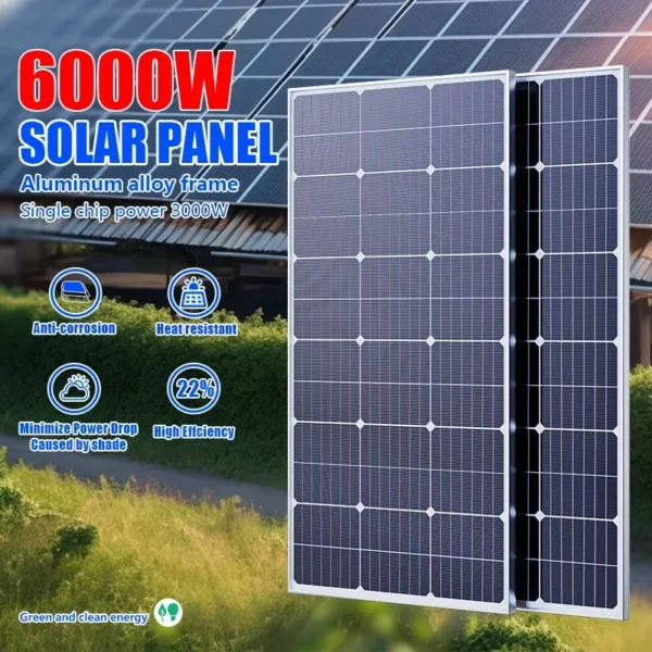6000W/3000W krachtige zonnepaneelkit, geschikt voor buitenactiviteiten en huizen Camping en camper off grid living
