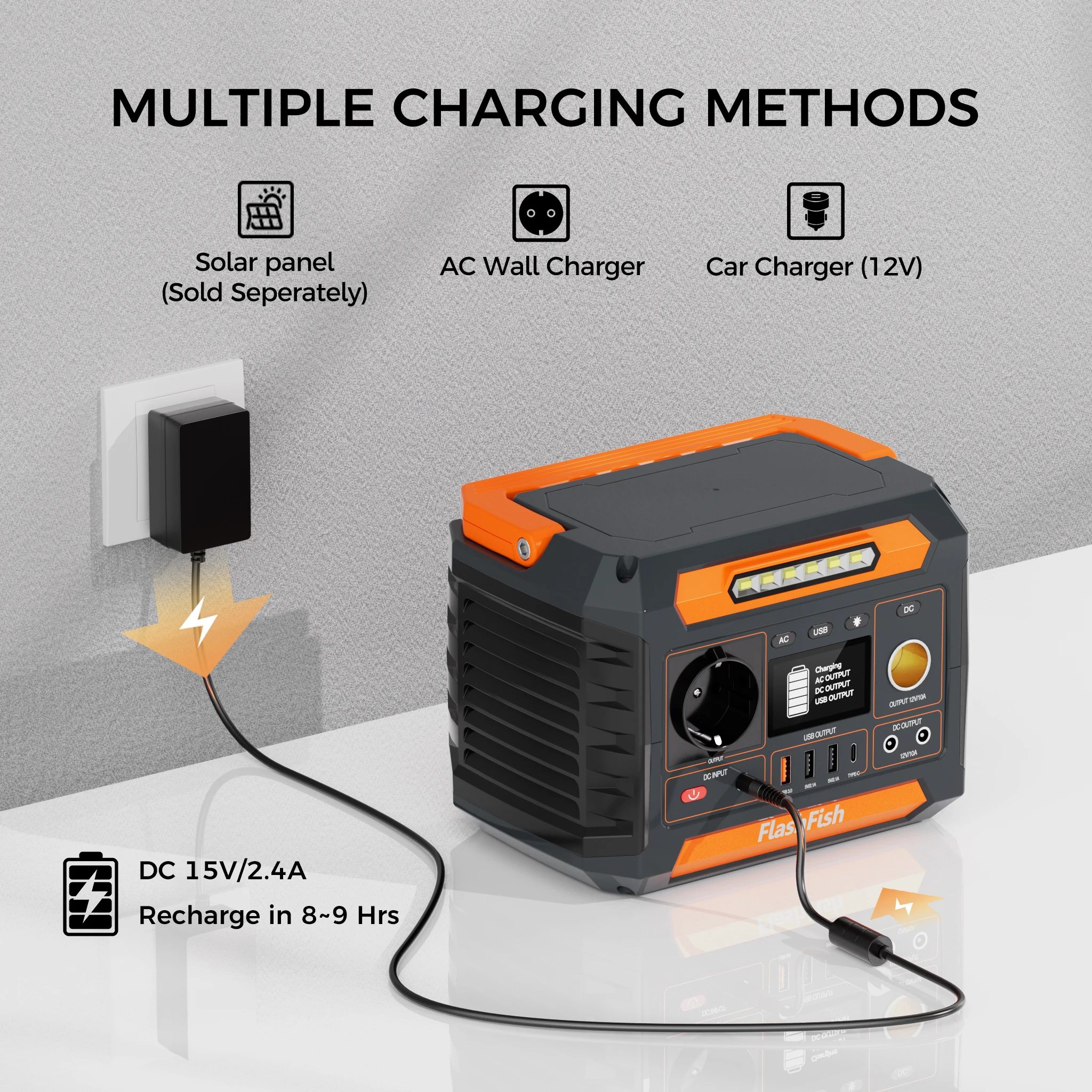 FF FlashFish Draagbare Powerstation 300W AC Zonne-energiegenerator 230.88Wh Lithium Batterijen Verlichtingsvoeding Buitenbatterij Camper - Afbeelding 5