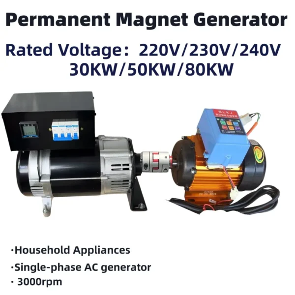 Vrij energiegeneratorset 50KW 30KW 80KW 220V 230V Permanente magneetgenerator 50Hz 60Hz Alternator met variabele snelheidsmotor
