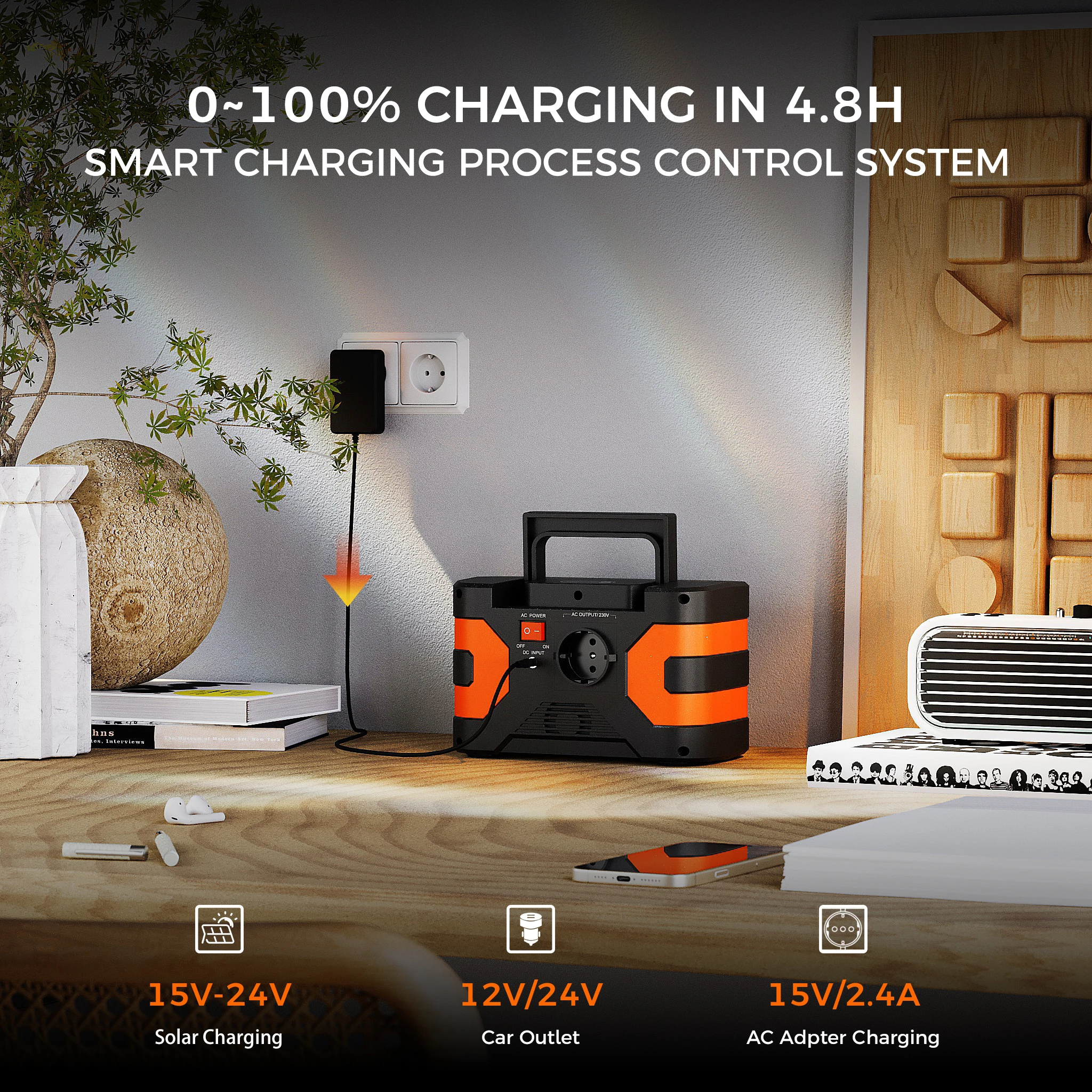 FlashFish EA200 Draagbare Powerbank, 18650 Lithium-ion Batterij, 200W Zuivere Sinusgolf Uitgang, 230V AC Stekker, QC3.0 Snelladen, Wand-/Zonne-/Autolaadbaar - Afbeelding 4