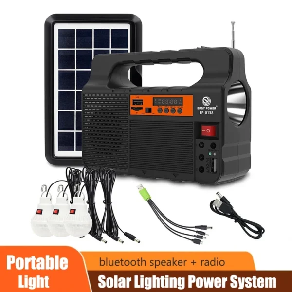Draagbare zonnepaneel Power Lighting Generator Kit met 3 LED-lampen Outdoor Camping Wandelen Zonne-verlichting Klein huissysteem