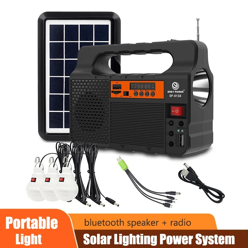 Draagbare zonnepaneel Power Lighting Generator Kit met 3 LED-lampen Outdoor Camping Wandelen Zonne-verlichting Klein huissysteem