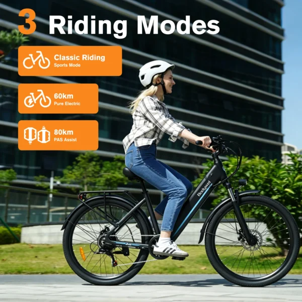 Elektrische fiets Bodywel A26 36V 13Ah uitneembare accu, tot 60 km bereik, 250W motor, 7 versnellingen, instapframe, commuter e-bike voor volwassenen