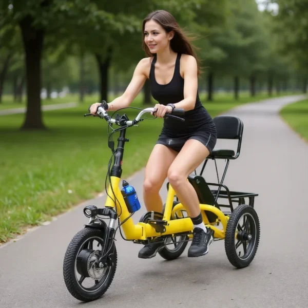 14 Inch Mini Opvouwbare 3 Wielen Elektrische Fiets Voor Volwassenen 350W 48V Familie Elektrische Fiets Met Zetel voor Meisje Elektrische Driewieler