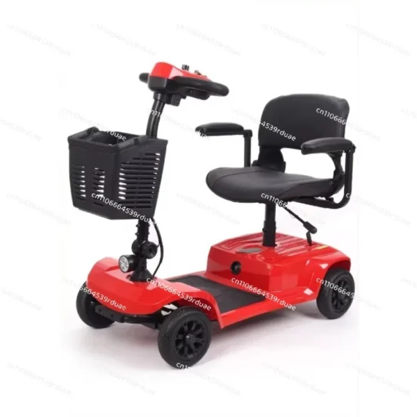 Slimme vierwielige opvouwbare elektrische scooter voor ouderen, is ultralicht en klein, en heeft geen rijbewijs nodig.