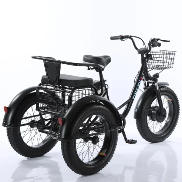 20 inch dikke elektrische fiets 3-wielige elektrische driewieler met passagiersstoel voor volwassenen 48v 500w krachtige lithiumbatterij verwijderbaar