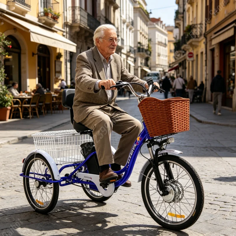 20 inch 3-wiel elektrische fietsen vracht familiefiets 350W48V12Ah elektrische fiets voor ouderen met uitneembare accu elektrische driewieler met mand - Afbeelding 5