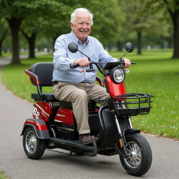 600W 48V elektrische driewieler voor volwassenen met passagiersstoel Familie elektrische scooter 3 wiel voor 2 personen met opslagruimte