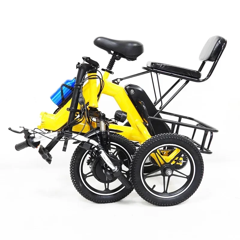 14 Inch Mini Opvouwbare 3 Wielen Elektrische Fiets Voor Volwassenen 350W 48V Familie Elektrische Fiets Met Zetel voor Meisje Elektrische Driewieler - Afbeelding 2