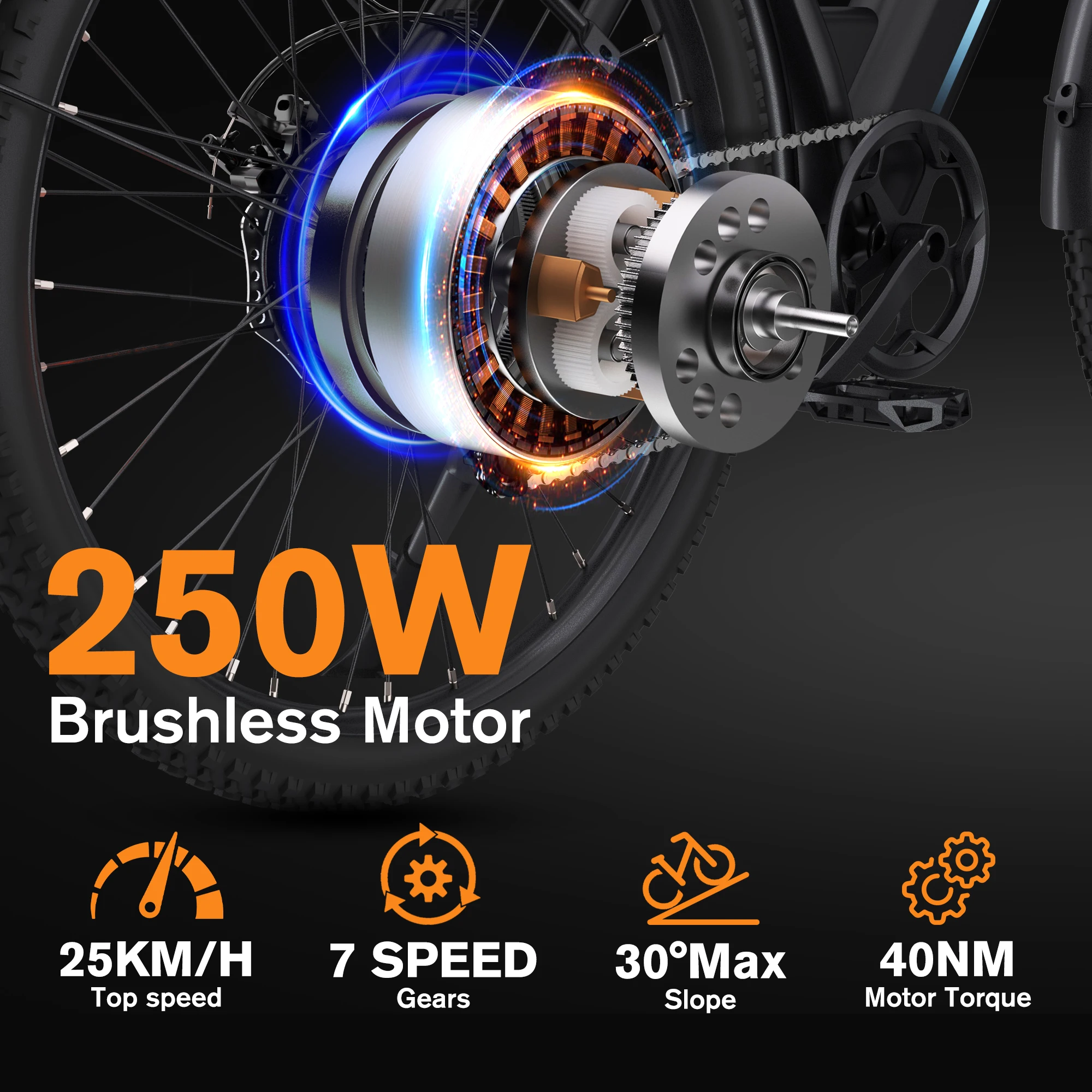 Elektrische fiets Bodywel A26 36V 13Ah uitneembare accu, tot 60 km bereik, 250W motor, 7 versnellingen, instapframe, commuter e-bike voor volwassenen - Afbeelding 2