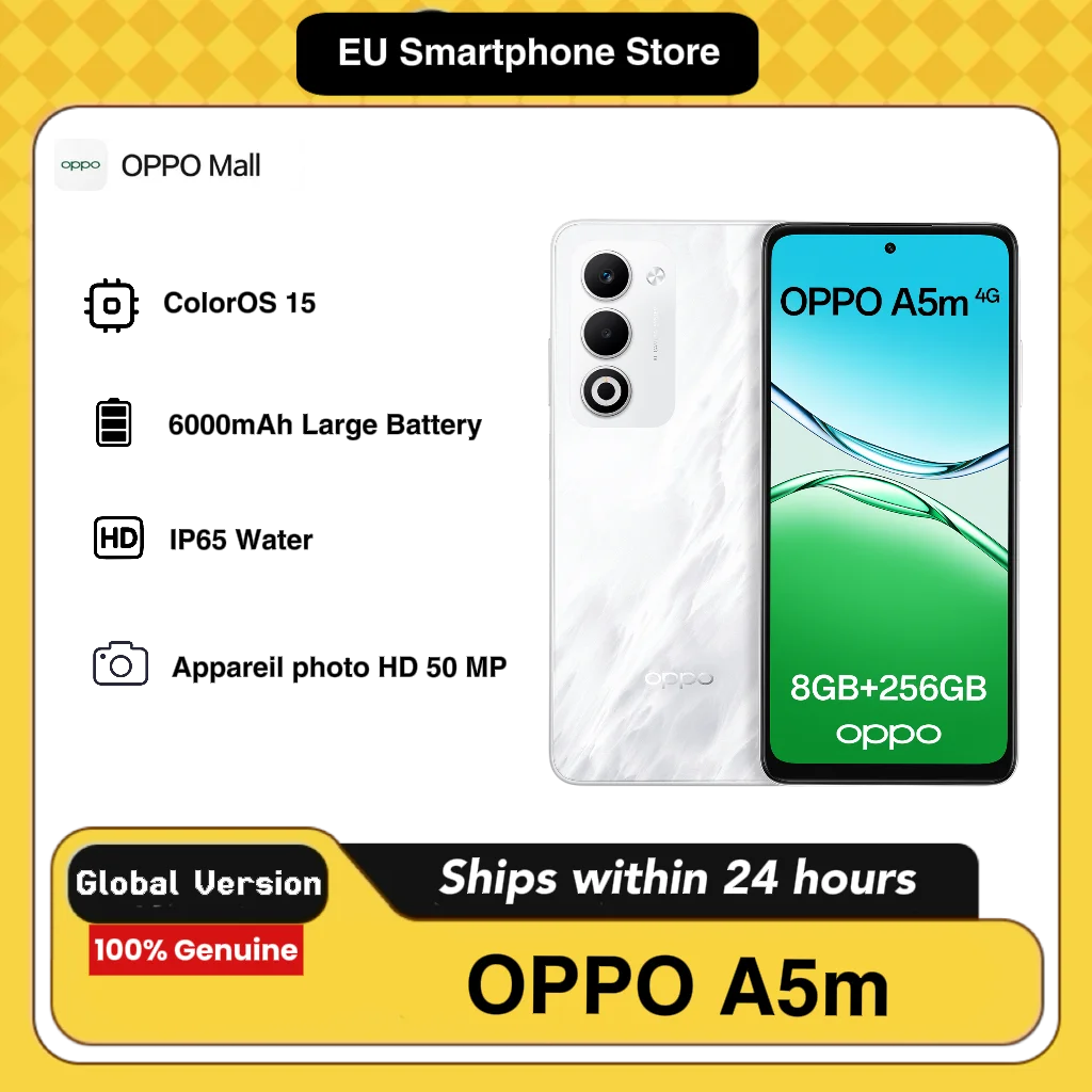 OPPO A5M 4G AI-telefoon, 8GB+256GB LTE, wereldwijde versie, ontgrendeld, met ColorOS 15 systeem, uitgerust met een grote 6000mAh batterij, zonder opladeradapter. - Afbeelding 2