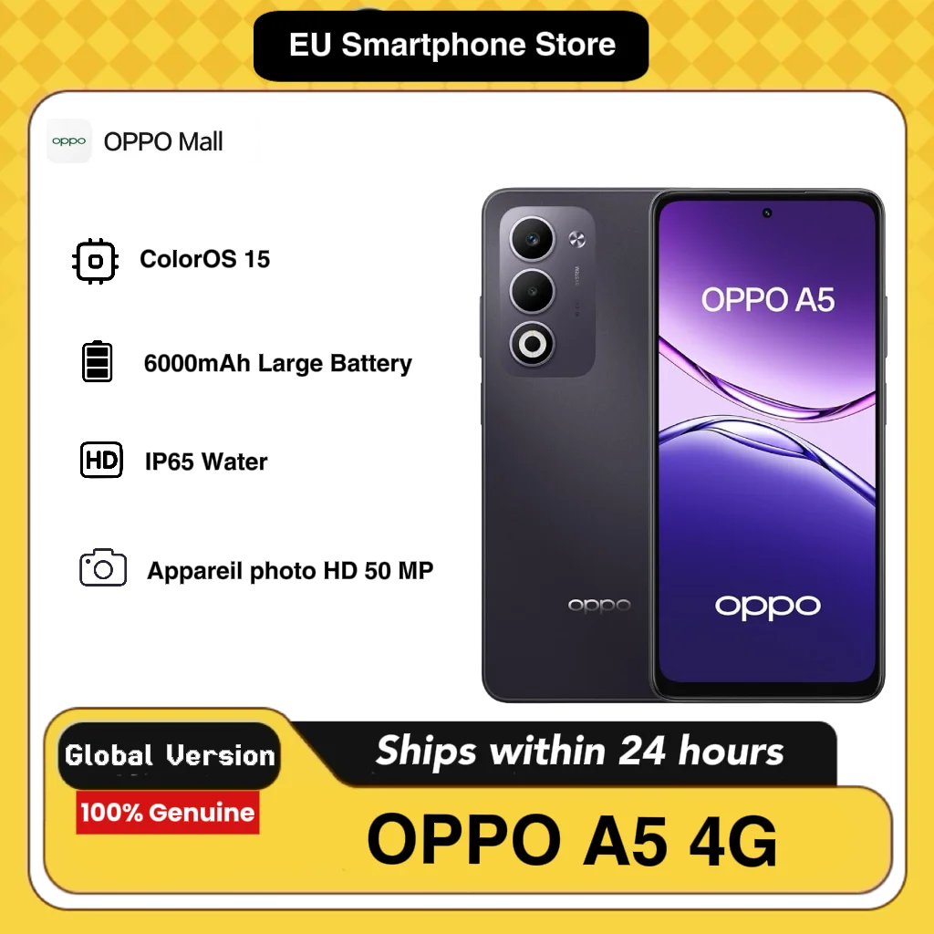 OPPO A5 4G AI-telefoon, 4GB/6GB+128GB LTE, wereldwijde versie, ontgrendelde telefoon, draagt Android 8.1 met ColorOS 5.1 besturingssysteem, zonder opladeradapter