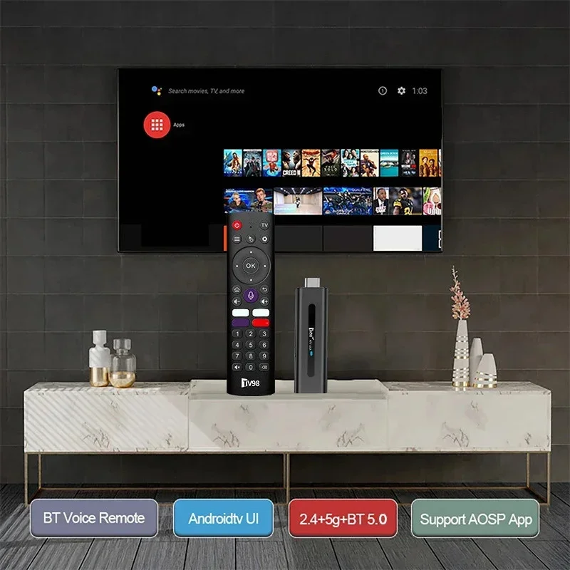 TV98 ATV Stick Android 14 BT 5.0 Allwinner H313 Quad Core 4G 5G Dual WiFi Spraakafstandsbediening HD 8K 4K @60fps TV Stick 8GB 128GB IPTV - Afbeelding 5