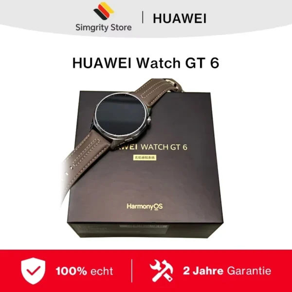 HUAWEI Watch GT 6 Smartwatch 41 mm/46 mm, GPS, AMOLED-scherm, batterijduur tot 21 dagen, fietsen, meer dan 100 sportmodi, compatibel met Android en iOS, gezondheidsmonitoring, emotioneel welzijn