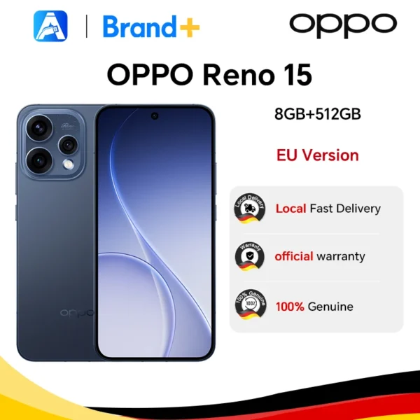 Smartphone volgens EU-specificaties: OPPO Reno15 5G, 8 GB + 512 GB, Snapdragon 7 Gen 4, 6500 mAh, 80 W, 6,59 inch, 50 MP OIS-camera, mobiele telefoons, officiële garantie