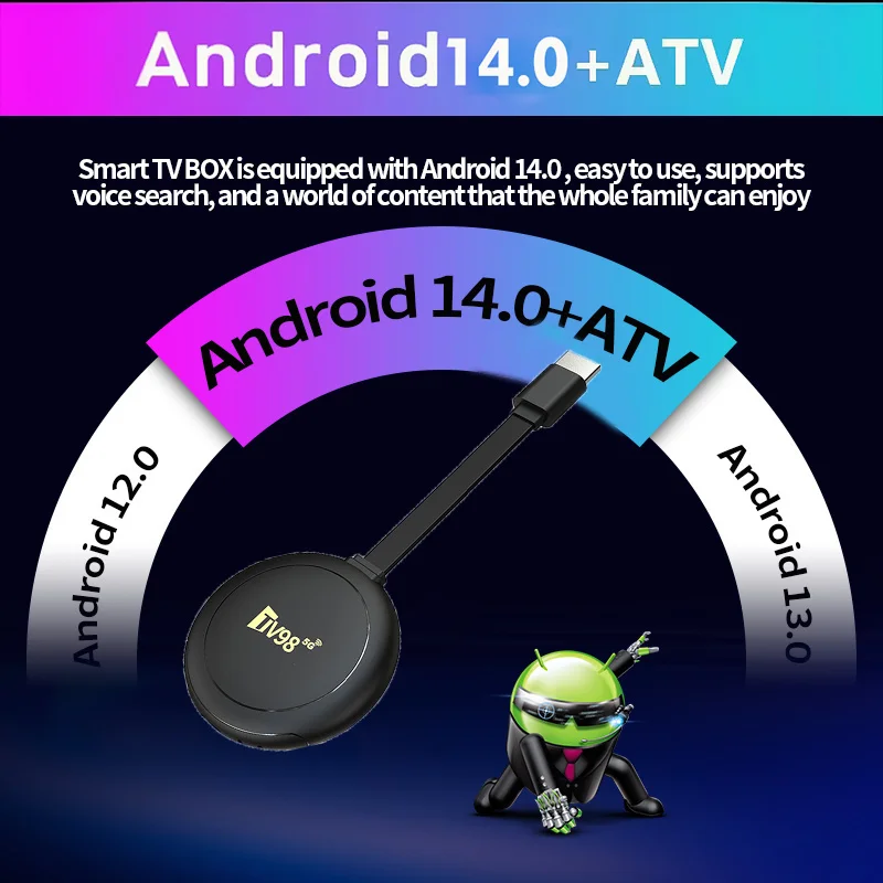 TV98 ATV X8 Smart TV Stick iptv Allwinner H313 quad-core 4G 5G Dual Wifi HD 8K 4K BT 5.0 8GB 128GB Voice Afstandsbediening Android 14 - Afbeelding 3