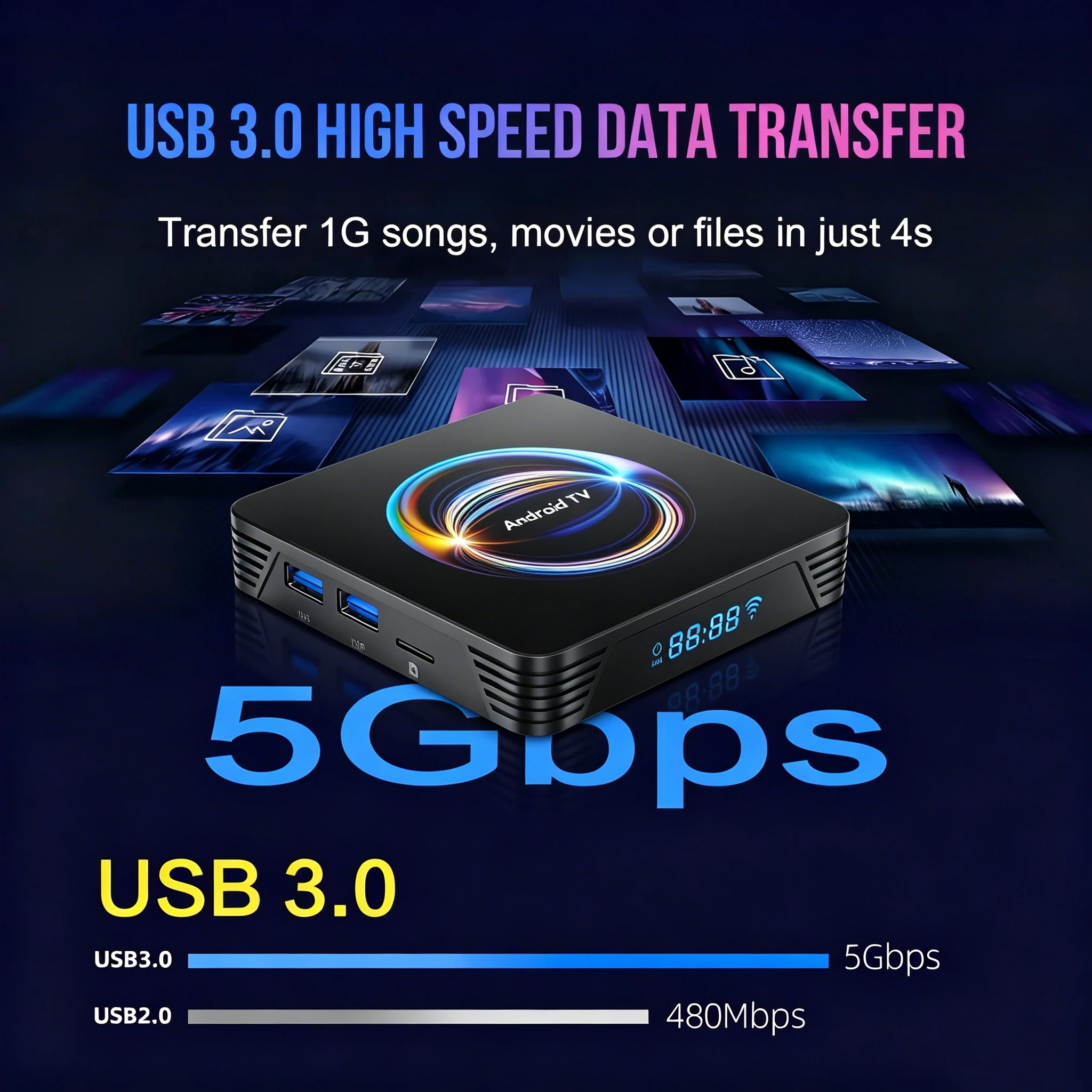Smart TV Box 2026 X66 8K Media Player Android 16 RK3528 Google Assistent BT6.0 Wifi6 4K AV1 Dual Wifi 5G 128GB 256GB Set Top Box - Afbeelding 3