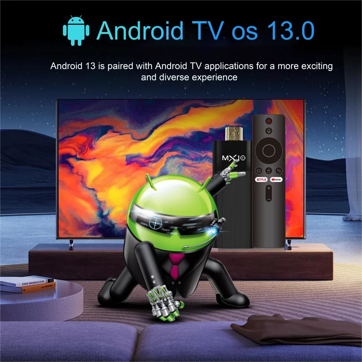 Ultra HD 4K Android TV Stick MX10-F3 Stick Mini Home TV Stick H313 Quad Core Ondersteuning 2.4/5G Dual Wifi 2GB RAM 16GB ROM - Afbeelding 4