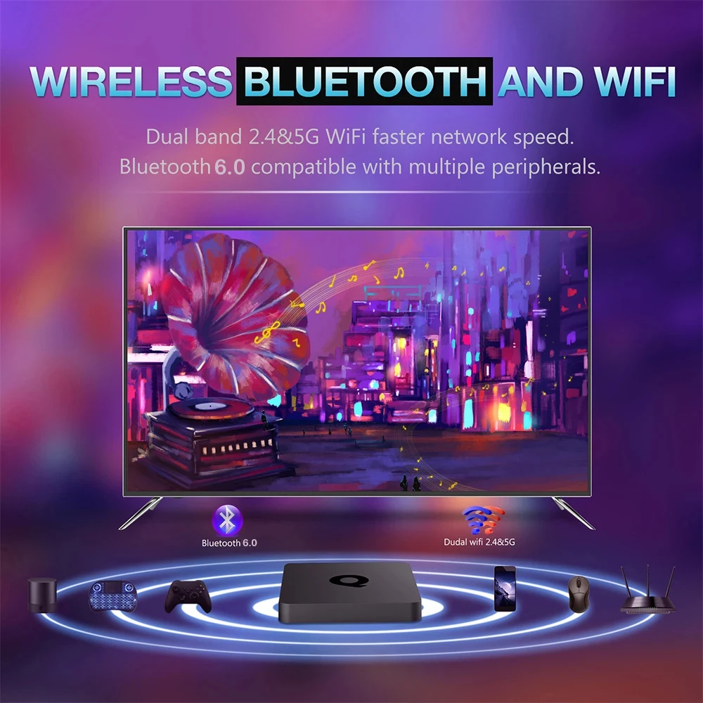 Smart TV Box Bluetooth 6.0 8K Q1 Android 16 Set Top Box Allwinner H313 Dual Wifi 5G 8GB128GB Google Voice Streaming Mediaspeler - Afbeelding 5
