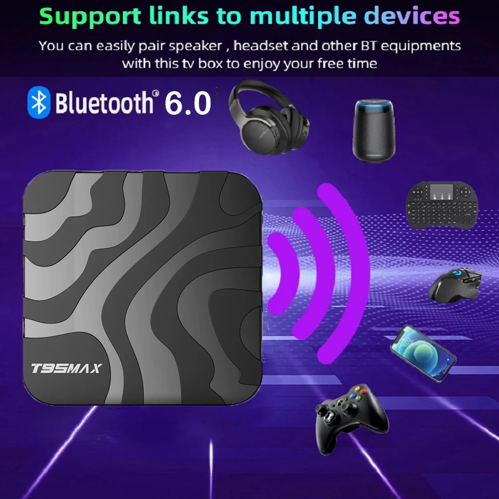 T95 Max 8GB 128GB Smart TV Box Android 16 Google Assistent Bluetooth 6.0 Dual Wifi 5G Wifi6 8K Ultra 4K Streaming Mediaspeler - Afbeelding 4