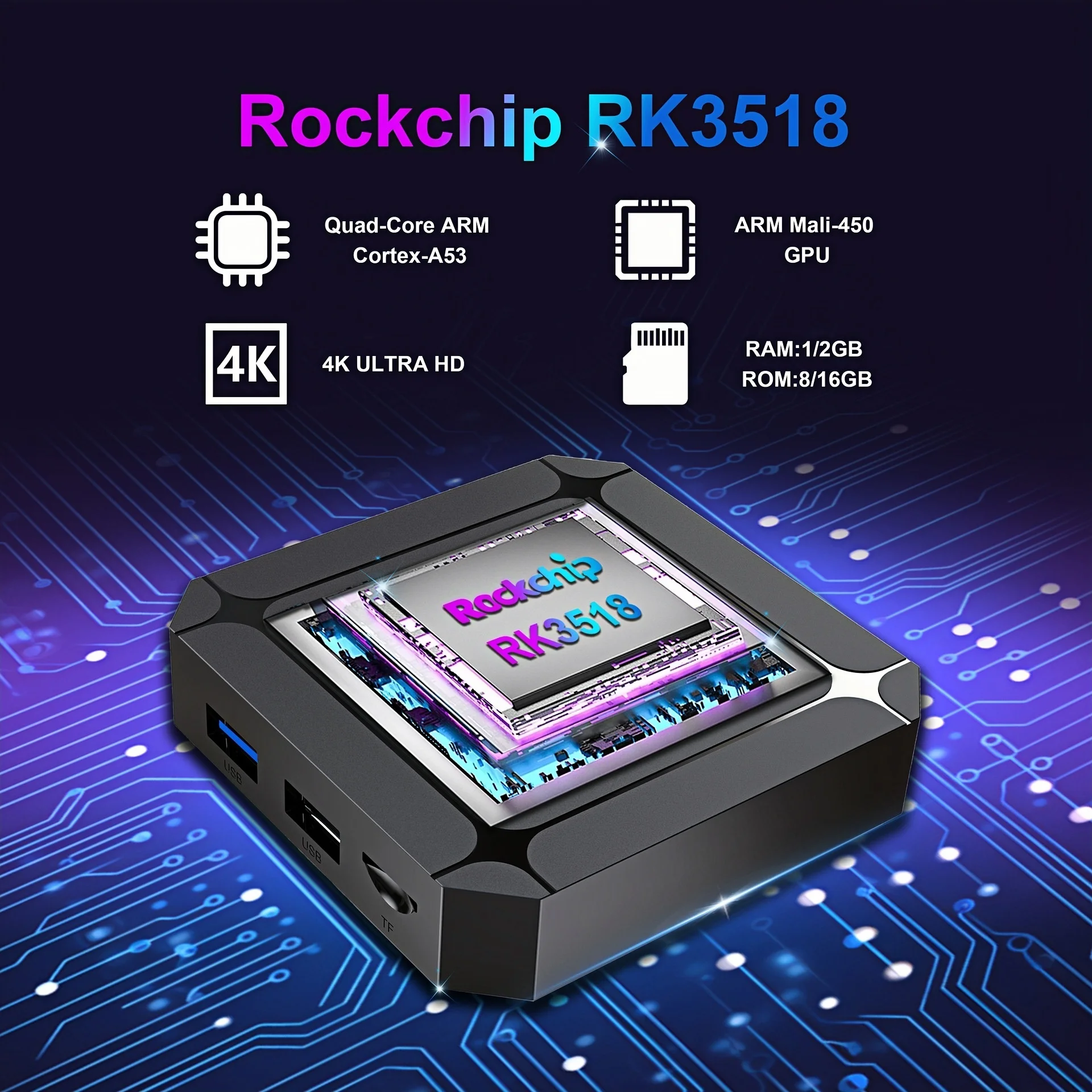 X96Q Android 14.0 TV Box RK3518 Quad Core WiFi 6 Bluetooth 5.0 4K Ultra HD Smart Media Player USB 3.0 H.265 HDR10 Set Top Box - Afbeelding 3