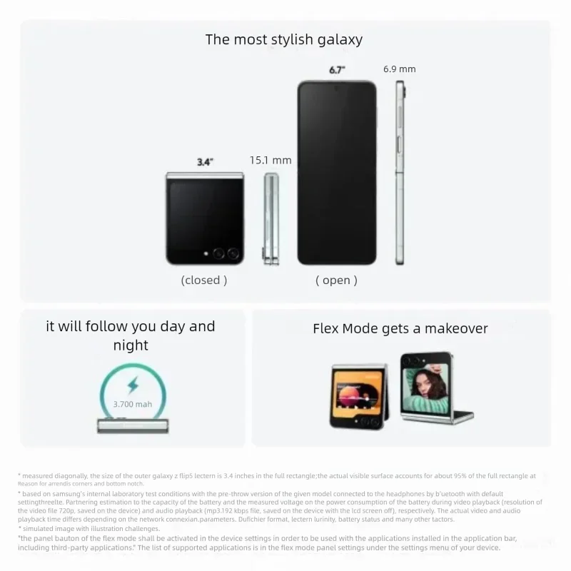 Gerenoveerde Samsung Galaxy Z Flip 5 5G 6.7 "F731U1 8 + 256/512GB AMOLED ontgrendeld opvouwbare Android mobiele telefoon Uitstekende staat - Afbeelding 6