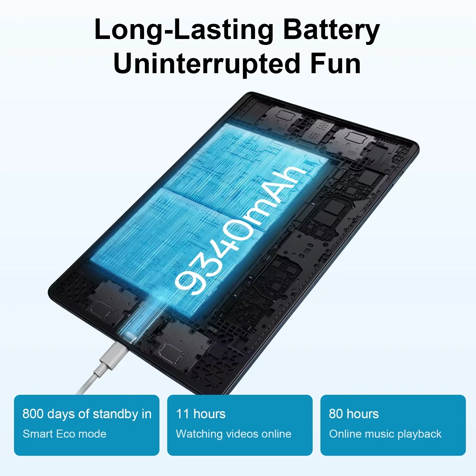 EU-versie OPPO Pad SE-tablet 4 GB + 128 GB, mini-pc met 9340 mAh-batterij, meeslepend oogvriendelijk scherm, gepersonaliseerde kindermodus, Google Gemini - Afbeelding 2