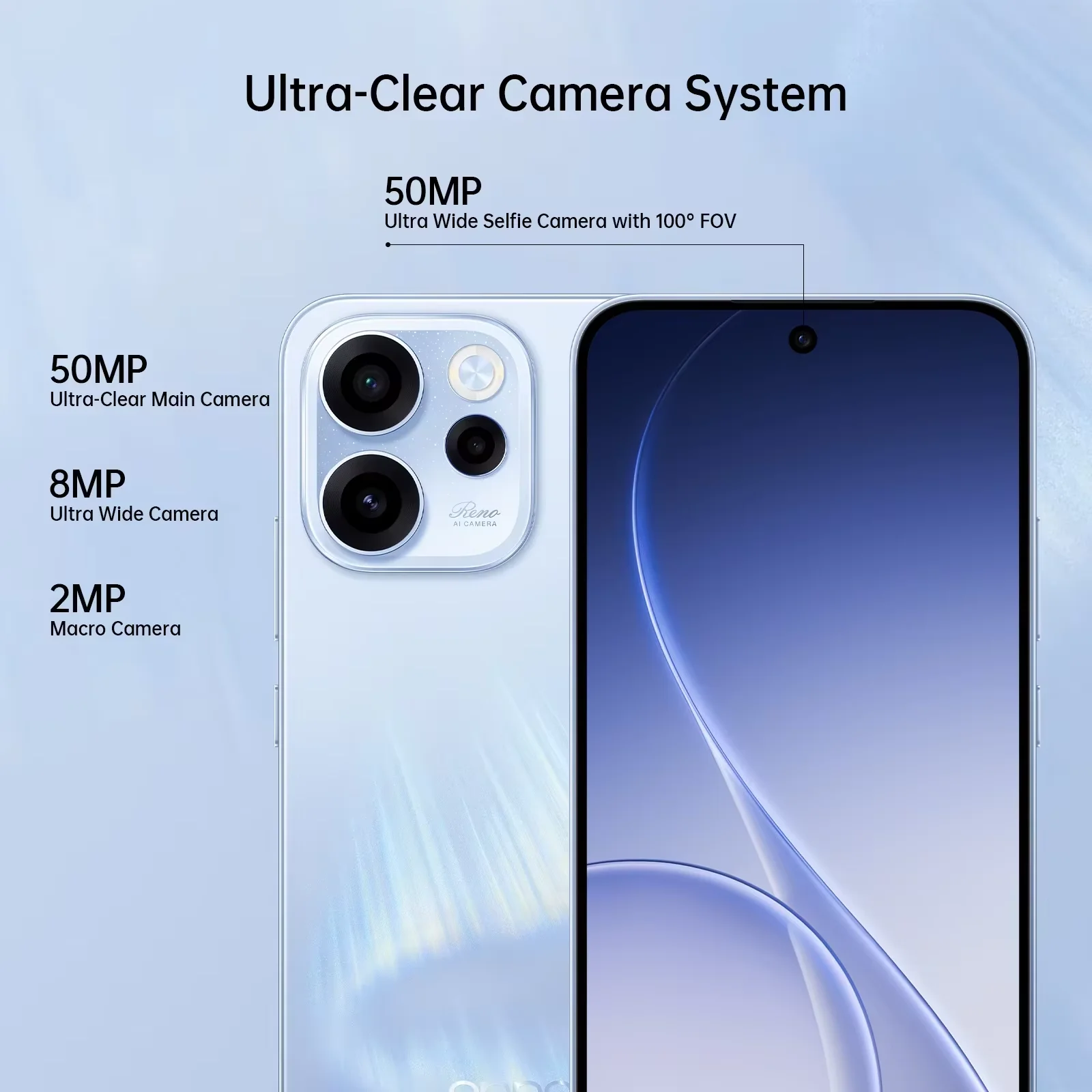 Oppo Reno15 FS 5G (Europese versie) 8 GB + 512 GB, blauw, Snapdragon 6 Gen 1, 6500 mAh, 80 W, 6,57 inch, 50 MP-camera, officiële garantie - Afbeelding 3