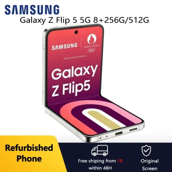 Gerenoveerde Samsung Galaxy Z Flip 5 5G 6.7 "F731U1 8 + 256/512GB AMOLED ontgrendeld opvouwbare Android mobiele telefoon Uitstekende staat