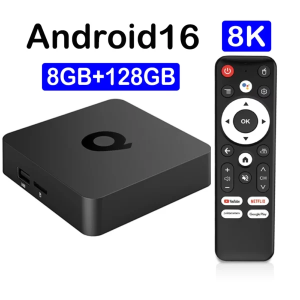 Smart TV Box Bluetooth 6.0 8K Q1 Android 16 Set Top Box Allwinner H313 Dual Wifi 5G 8GB128GB Google Voice Streaming Mediaspeler