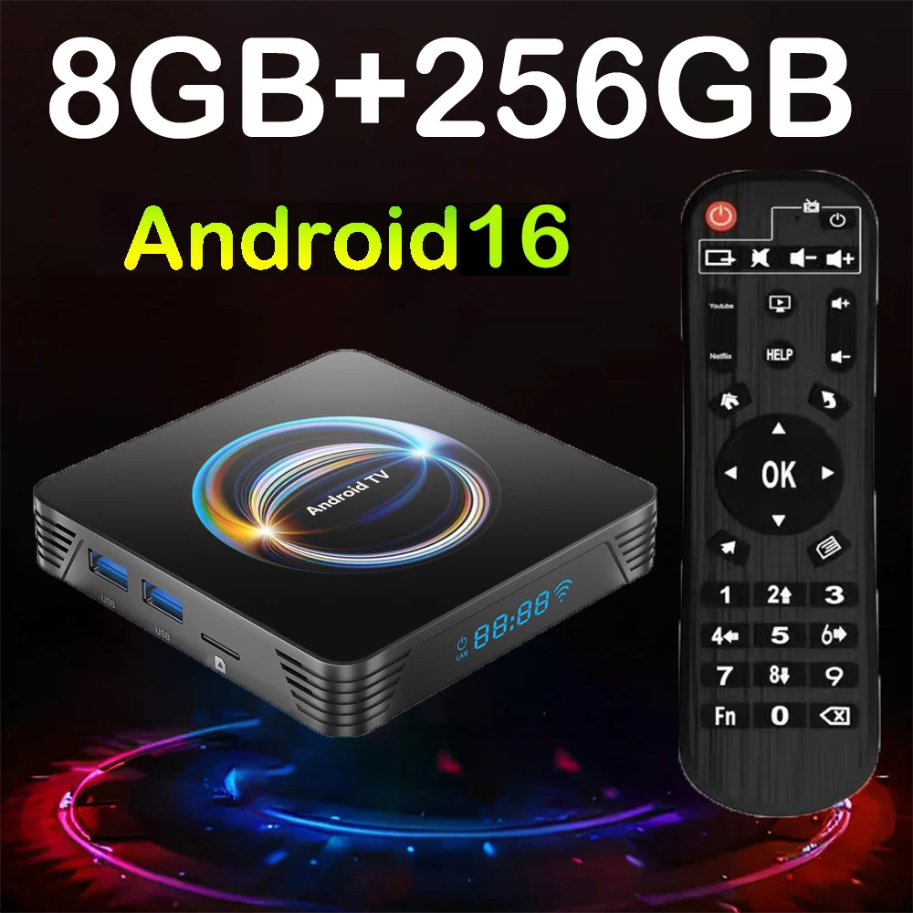 Smart TV Box 2026 X66 8K Media Player Android 16 RK3528 Google Assistent BT6.0 Wifi6 4K AV1 Dual Wifi 5G 128GB 256GB Set Top Box