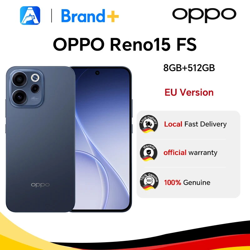 Oppo Reno15 FS 5G (Europese versie) 8 GB + 512 GB, blauw, Snapdragon 6 Gen 1, 6500 mAh, 80 W, 6,57 inch, 50 MP-camera, officiële garantie