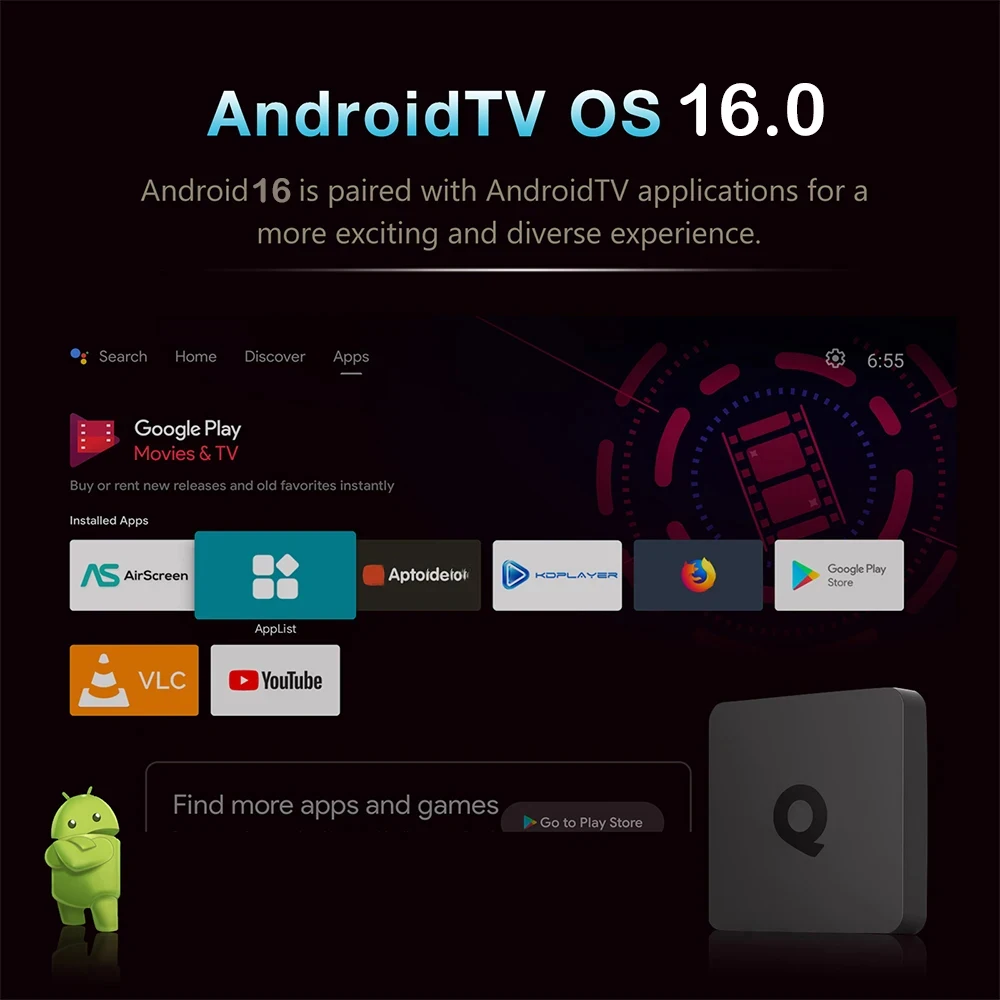 TV Box Q1 Android 16 8GB 128GB Bluetooth 6.0 Streaming Mediaspeler Allwinner H313 8GB128GB Set Top Box 8K Video 4K Smart TV Box - Afbeelding 4