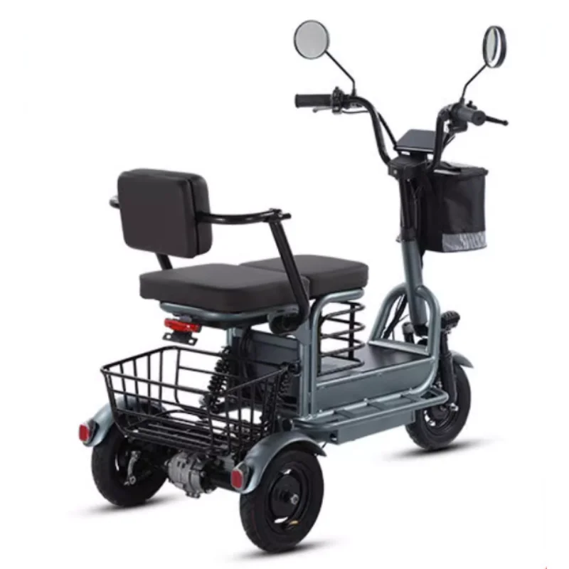Krachtige ouder-kind elektrische driewieler voor ouderen, 2-zits, 800W accu, uitneembaar, lange actieradius, elektrische scooter, 60KM - Afbeelding 3