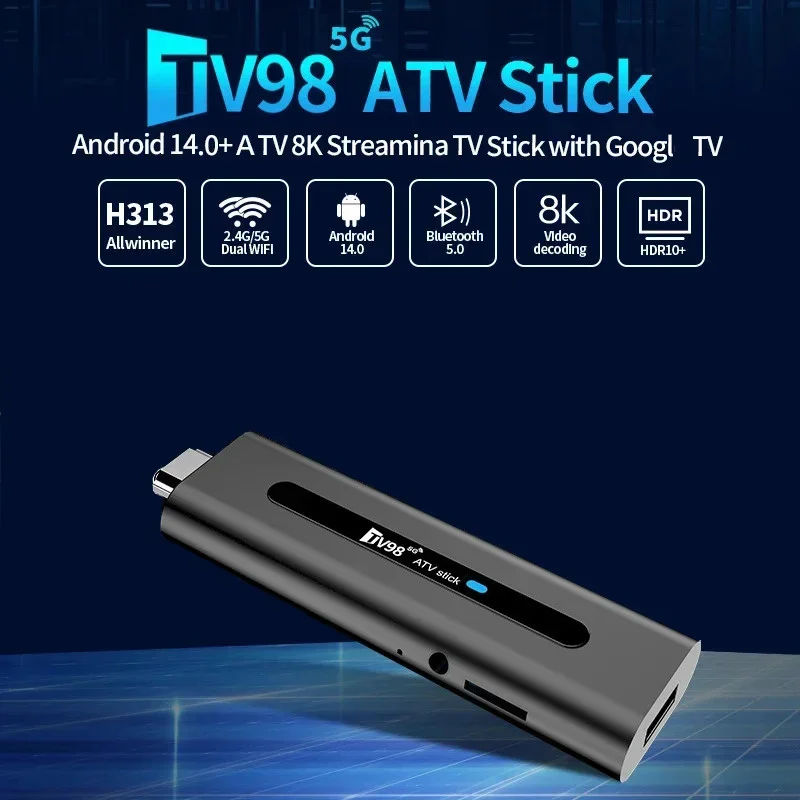 TV98 ATV Stick Android 14 BT 5.0 Allwinner H313 Quad Core 4G 5G Dual WiFi Spraakafstandsbediening HD 8K 4K @60fps TV Stick 8GB 128GB IPTV - Afbeelding 4