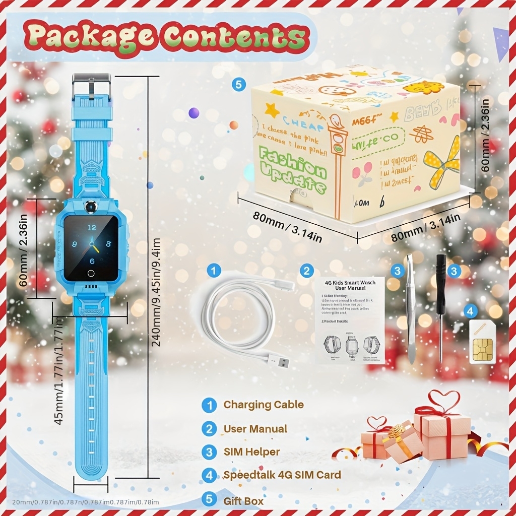 4G(LTE) Elektronisch Smartwatch - Intelligent, 360 Graden Draaibaar Scherm, Spraak- & Videochatmogelijkheden, Gezichtsherkenning, Dubbele Camera's, Foto- & Spraakopname, Muziek- & Videoafspelen, GPS-tracking - Afbeelding 4