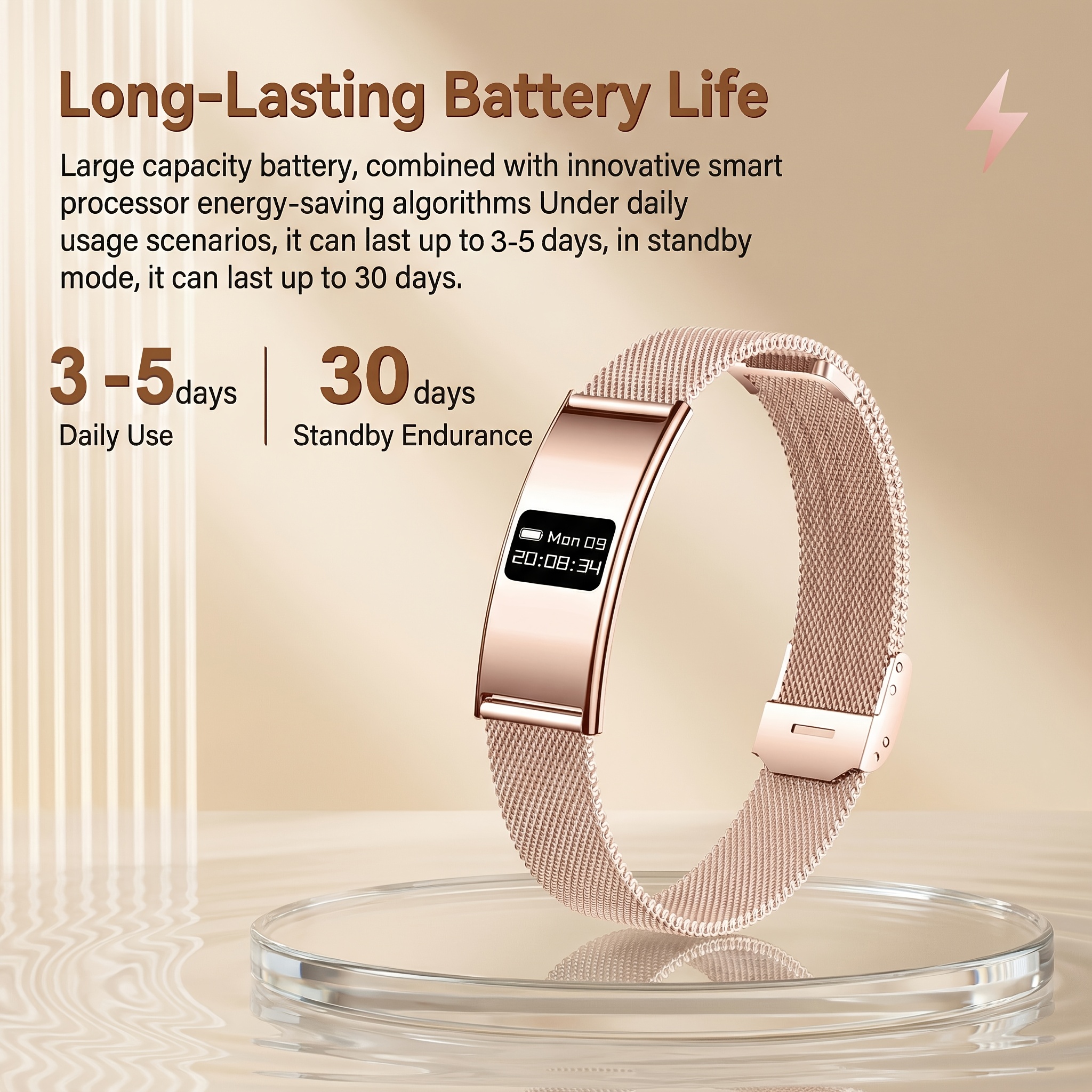 Geef je goede vriend een ultradunne smartwatch met een 2,8 mm ultradunne behuizing, IPX8, multifunctionele stappenteller, slaapmonitoring, menstruatieherinnering, schudden en foto's maken, geschikt voor iPhone/Android-systemen, elegant, modieus, intelligent, voortreffelijk en mooi - Afbeelding 11