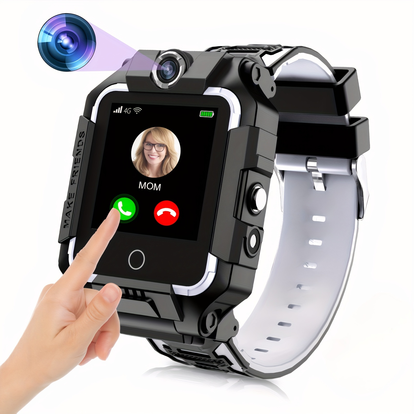 4G(LTE) Elektronisch Smartwatch - Intelligent, 360 Graden Draaibaar Scherm, Spraak- & Videochatmogelijkheden, Gezichtsherkenning, Dubbele Camera's, Foto- & Spraakopname, Muziek- & Videoafspelen, GPS-tracking - Afbeelding 3