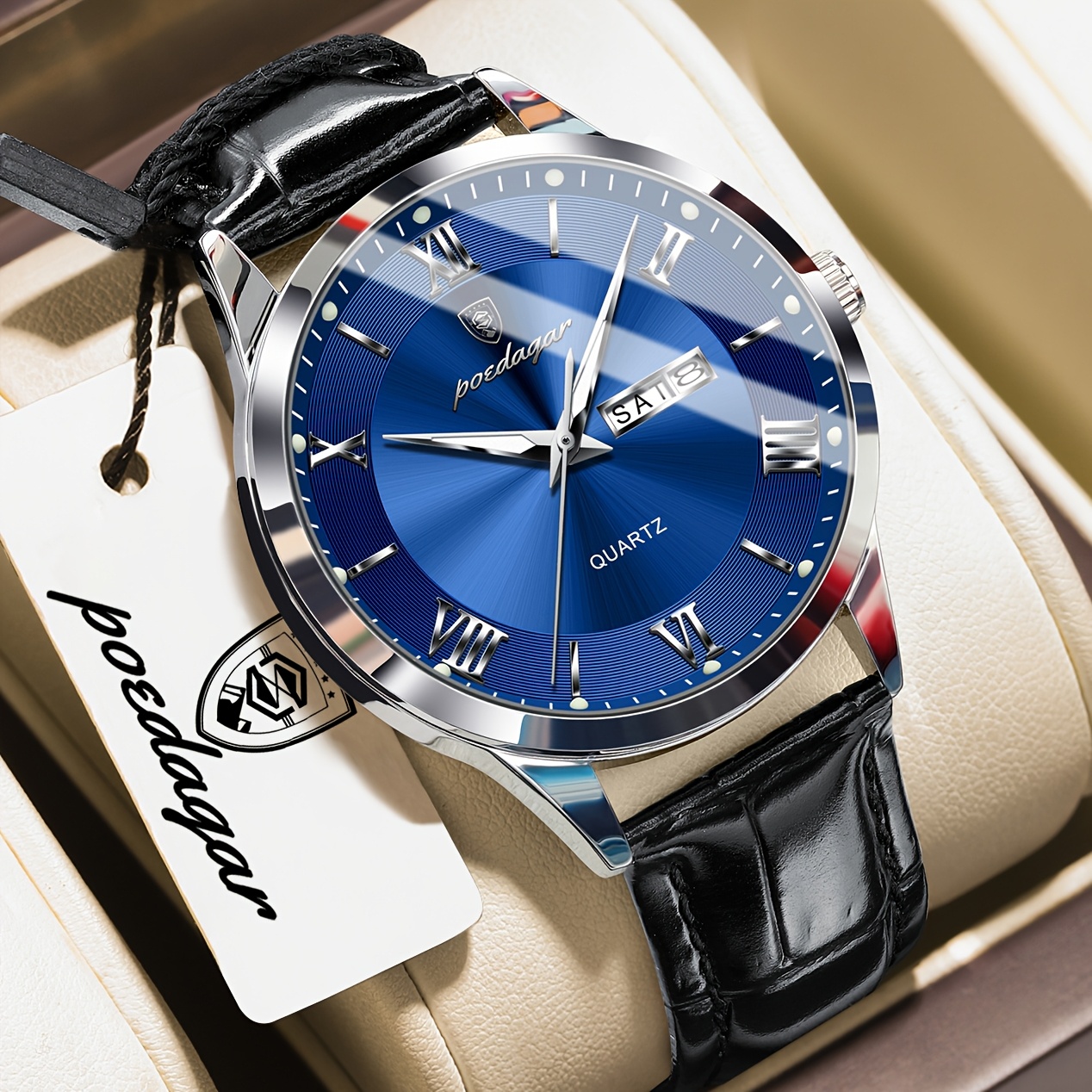 Luxe Zakelijk Herenhorloge met Lichtgevende Waterdichte Kalender, Casual Quartz Herenpolshorloge - Afbeelding 18