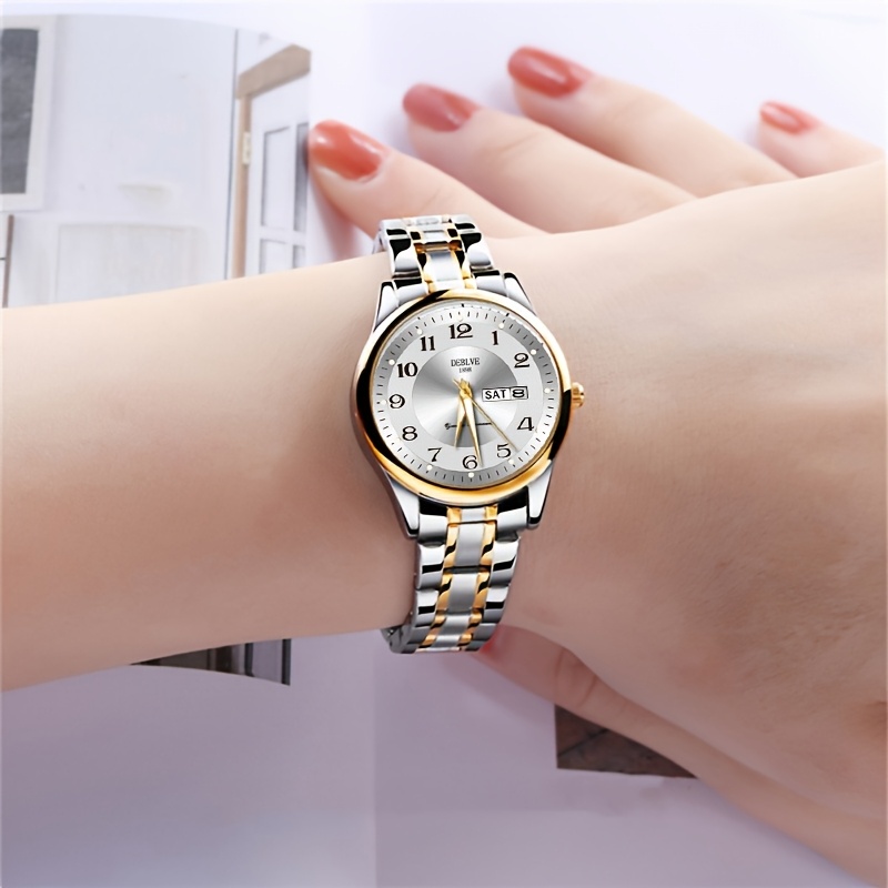 DEBLVE Dames Ultra-Dunne Roestvrijstalen Quartz Horloge - Stijlvol, Lichtgewicht, IPX7 met Kalender, Luminous Dagweergave en Roestvrijstalen Band - Perfect voor Casual Wear, DEBLVE - Afbeelding 16