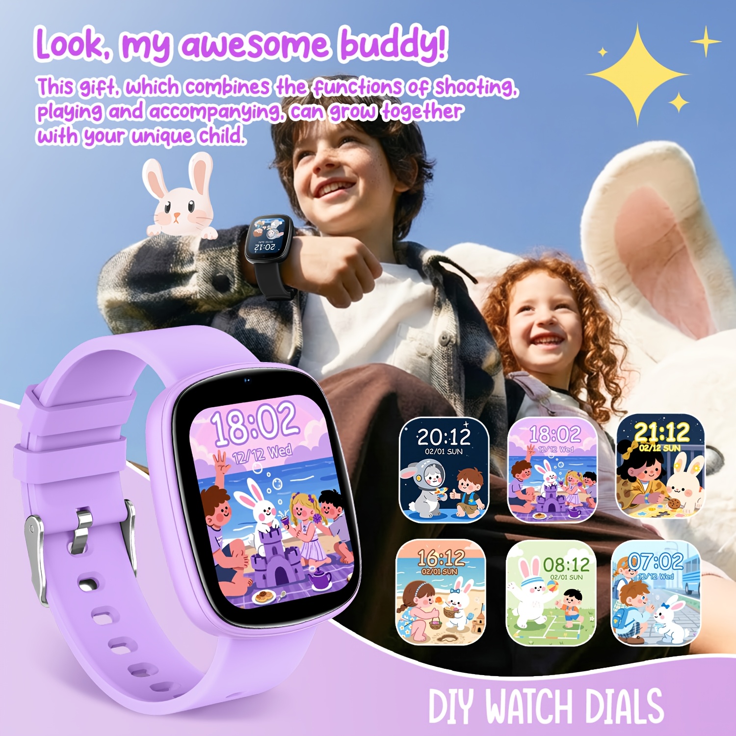 Kinder Smartwatch met 22 Spelletjes, Ingebouwde Zaklamp, Camera & Fotoalbum, 260mAh Oplaadbare Batterij, Kalenderfunctie, Meest Populaire Smartwatch voor Kinderen, Jongens & Meisjes, Lieve Speelkameraad voor Kinderen, Grappig Educatief Polshorloge, Geweldig Cadeau voor Kinderverjaardag & Feestdagen - Afbeelding 10