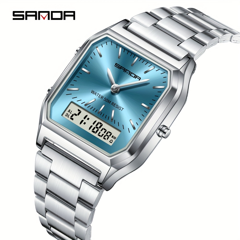SANDA Herenhorloge Modieuze Prestaties Waterdicht Zakelijk Meerdere Kleuren Eenvoudig Herenhorloge Staalband Herenhorloge Festivalcadeau - Afbeelding 5