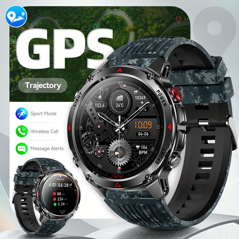 Heren Outdoor Smartwatch, GPS Nauwkeurige Positionering, Ingebouwd Kompas, LED Licht, 3ATM, Ondersteunt 100+ Sportmodi, Draadloze Gesprekken, Multimedia Informatie Weergave, Meerdere Weersmodi, Outdoor Avontuur Smart Armband, Metalen Behuizing Ontwerp - Afbeelding 12