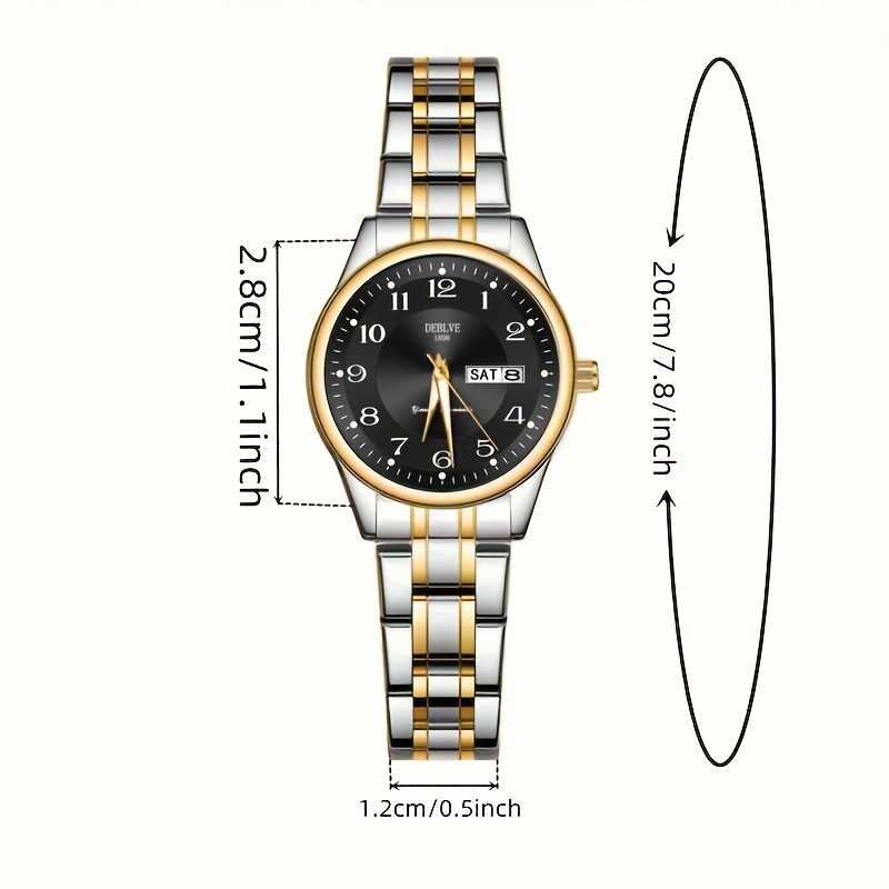 DEBLVE Dames Ultra-Dunne Roestvrijstalen Quartz Horloge - Stijlvol, Lichtgewicht, IPX7 met Kalender, Luminous Dagweergave en Roestvrijstalen Band - Perfect voor Casual Wear, DEBLVE - Afbeelding 6