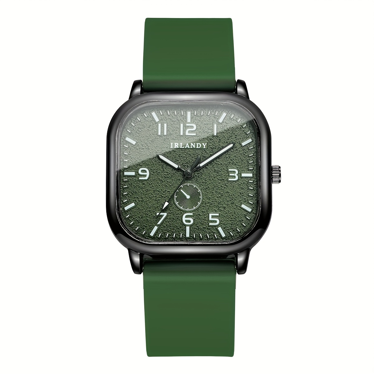 1 stuks Elegante Groene & Quartz Dameshorloge met Vierkant Horlogekast & Siliconen Band - Minimalistische Wijzerplaat, Wijzers & Groene Accenten, Niet-Oplaadbare Batterij, Stijlvolle Casual & Formele Polshorloge Voor Alledaagse Speciale Gelegenheden, horloges dames, dames horloge - Afbeelding 3
