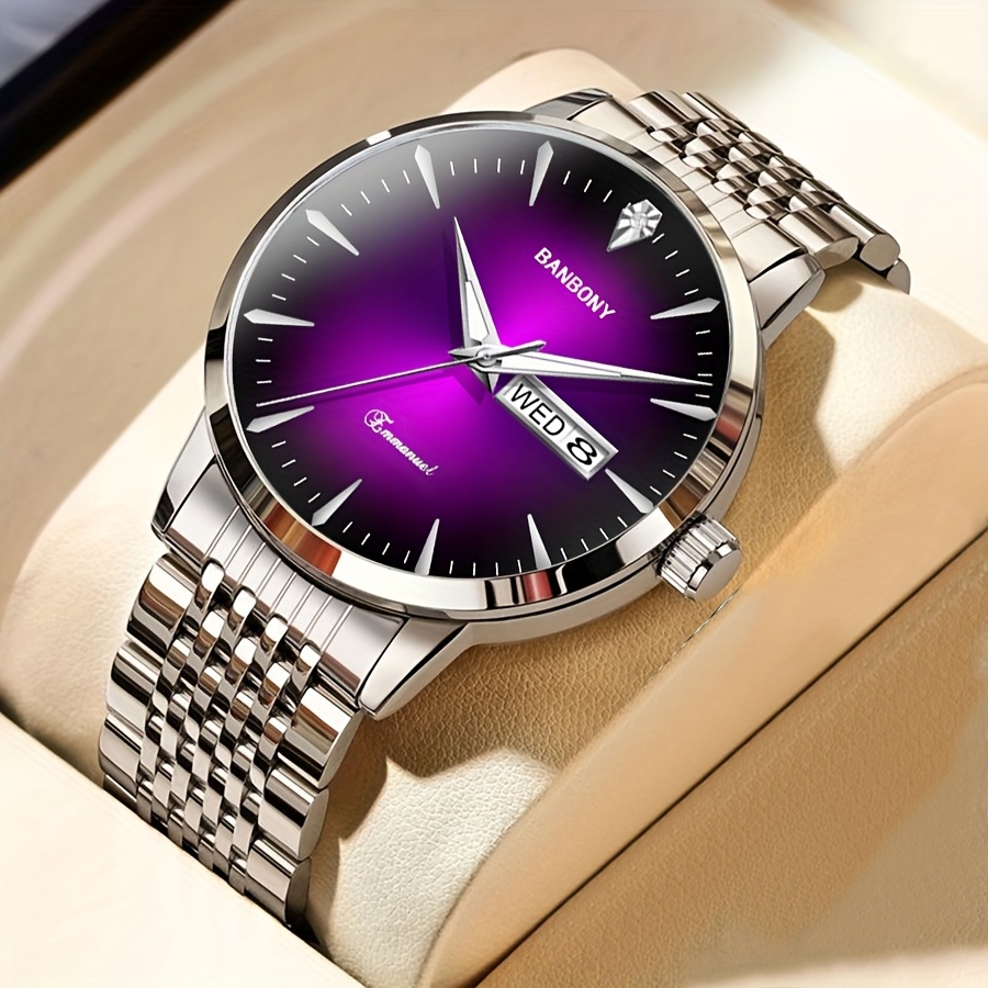 Nieuwe Banbony Unisex Roestvrijstalen Quartz Horloge met Strass-accenten, Waterbestendig IPX7, Strakke HD-wijzerplaat, Datumweergave, Goudkleurige Afwerking - Ideaal voor Vrijetijdskleding, Feestjes en Cadeaus - Afbeelding 14