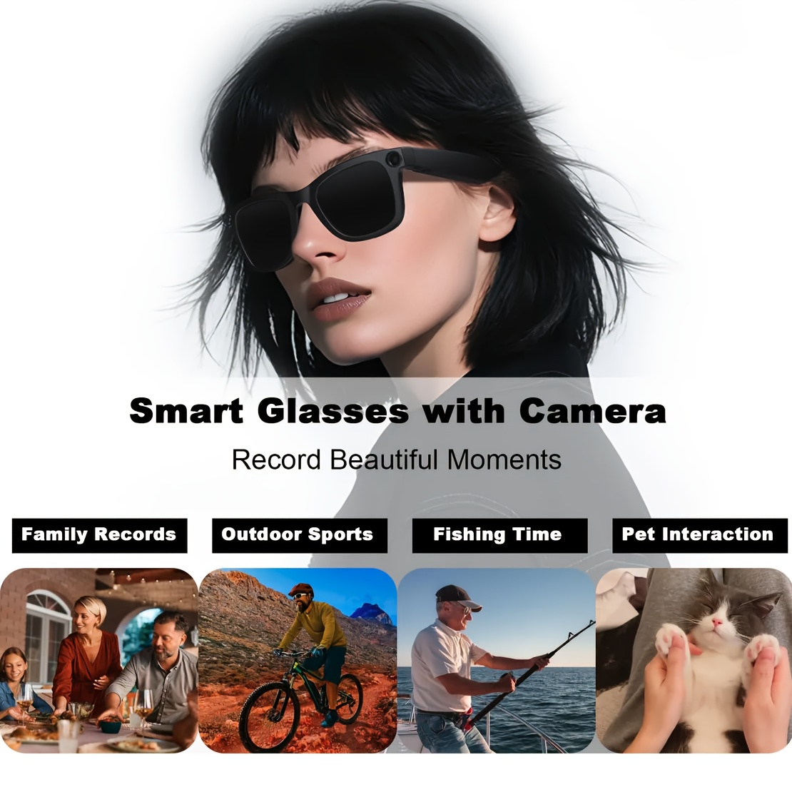 PEJE AI Slimme Bril met Camera, Gafas 1080P HD Video-opnamebril, AI-assistent (ChatGPT/Doubao), Realtime Vertaling, Audio-opname Slimme Bril met Kleurveranderende Lenzen voor Reizen, Sport, Buitengebruik Valentijnsdagcadeau - Afbeelding 10