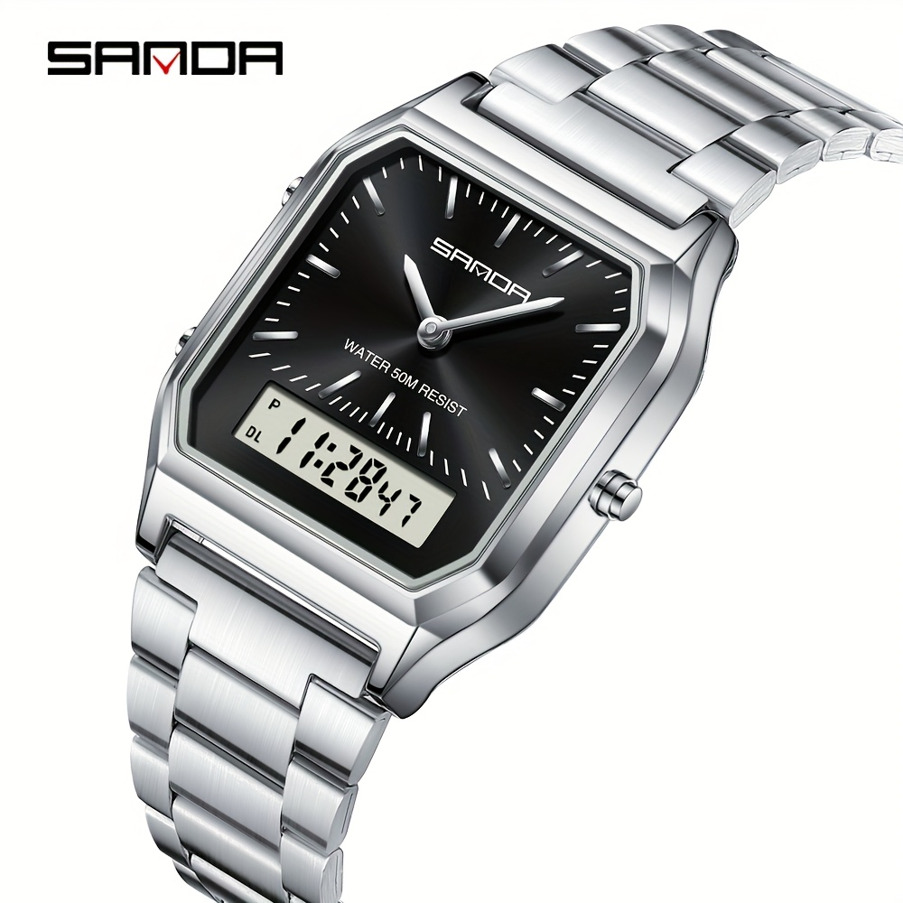 SANDA Herenhorloge Modieuze Prestaties Waterdicht Zakelijk Meerdere Kleuren Eenvoudig Herenhorloge Staalband Herenhorloge Festivalcadeau - Afbeelding 7